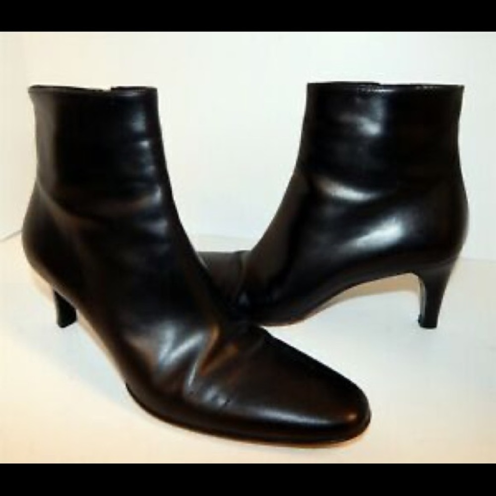 Bally Sierra Black Leather Ankle Boots 8M Italy